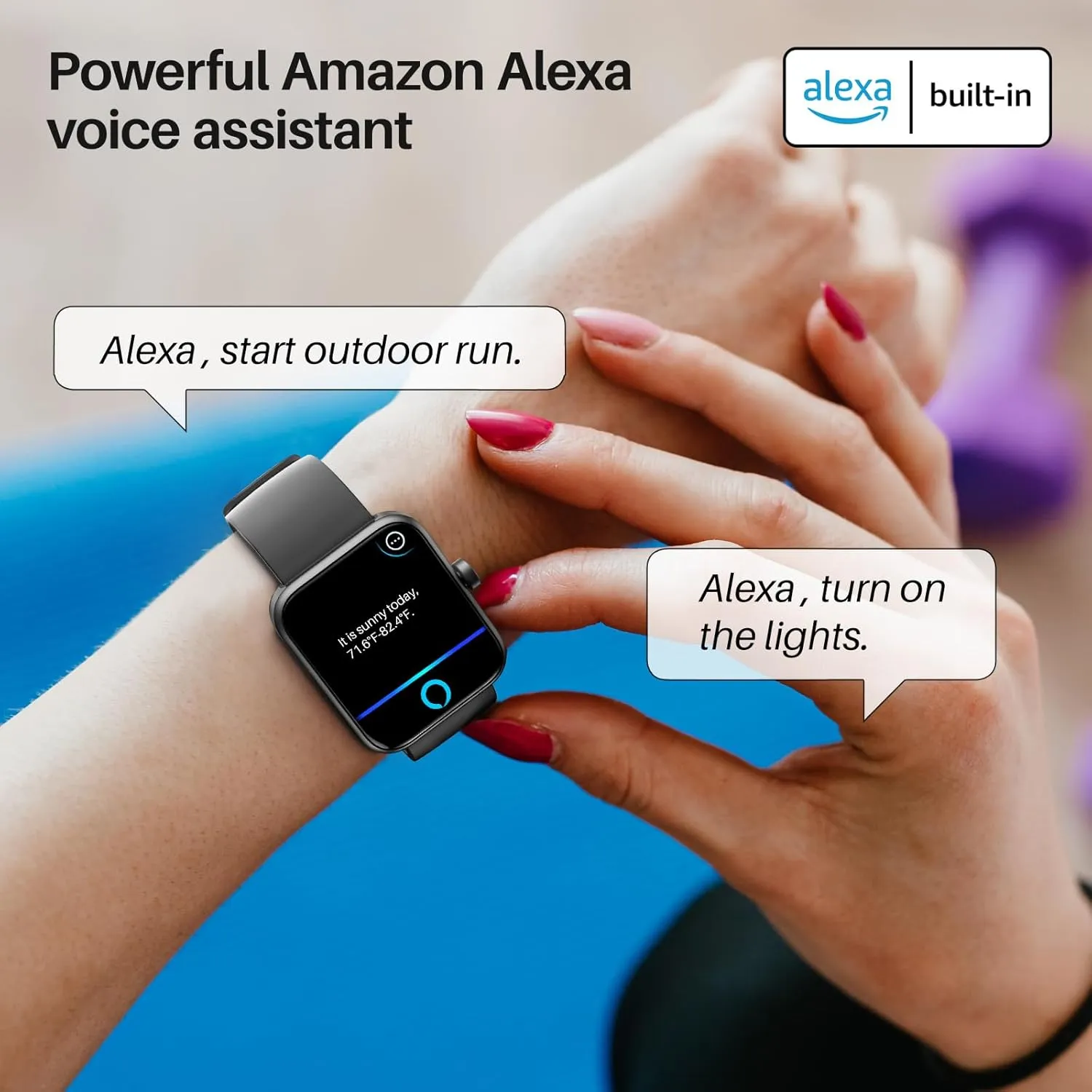 TOZO S2 40mm Mini Smart Watch Alexa Built-in Fitness Tracker with Sleep Monitor 5ATM Waterproof HD Color Touchscreen for Men Women Compatible with iPhone&Android Black
