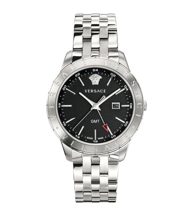 Versace Quartz Silver Steel Black Dial Men's Watch VEBK00418