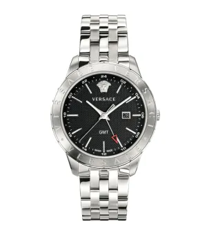 Versace Quartz Silver Steel Black Dial Men's Watch VEBK00418