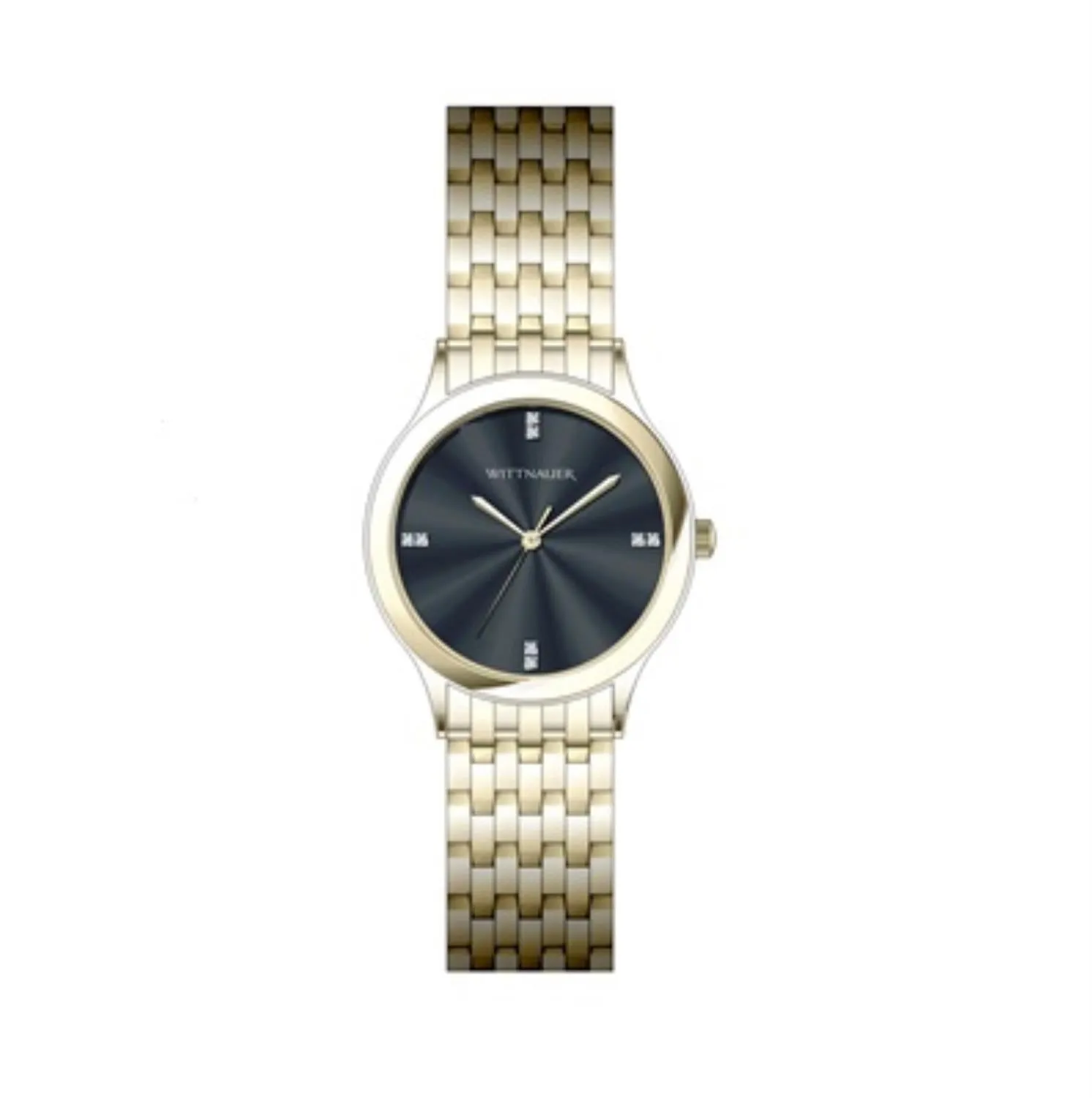Wittnauer with 34MM Black Round Dial Stainless Steel Watch Band. WN4098