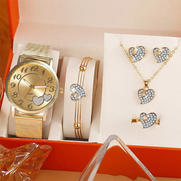 Women's Watch Luxury Boutique Steel Belt Small Dial Watch Bracelet Necklace Set