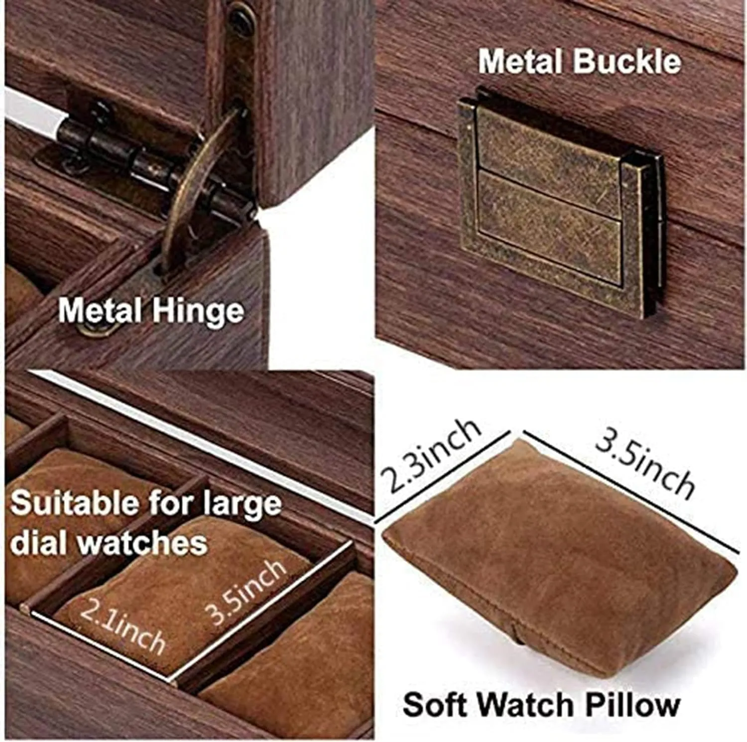 Wooden Look 12 Slot Watch Box Organizer Watch Case with Glass Top Antique Lock
